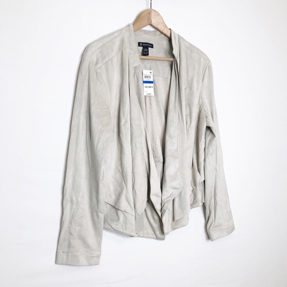 INC International concepts, tan faux suede Open closure waterfall jacket - Picture 8 of 10